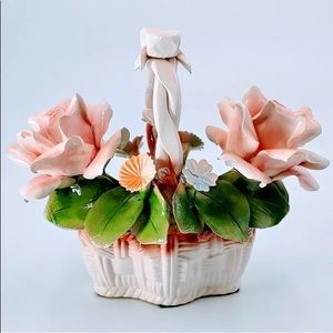 CAPODIMONTE Crown Centerpiece Basket of Flowers